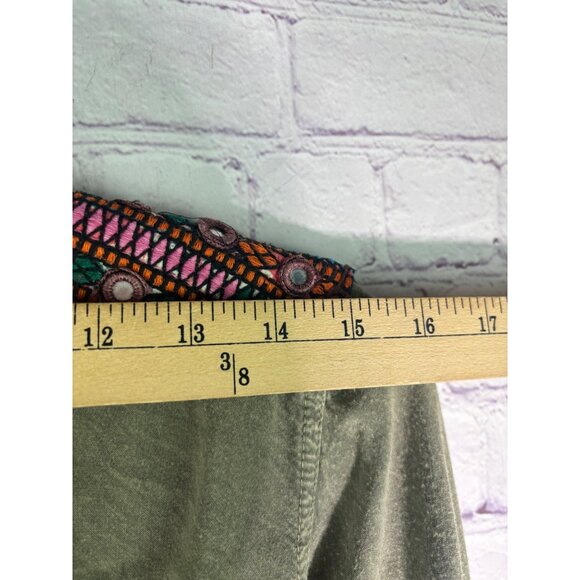 Angie Womens Embroidered Utility Jacket Medium with Pockets & Drawstring Waist - Picture 6 of 10